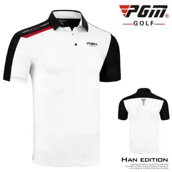 

2020 Pgm Golf Training Shirts Summer Men Short-Sleeved Turn Down Collar T-Shirt Men Breathable Golf Sportswear D0944
