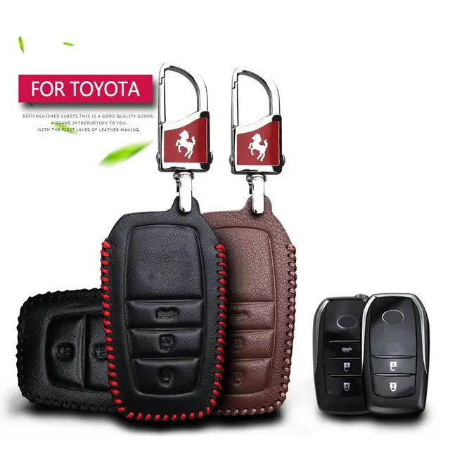 Us 8 33 15 Off Kukakey Genuine Leather Car Key Cover Case For Toyota Camry 2017 2018 Chr Prius Corolla Rav4 With Horse Chain Ring In