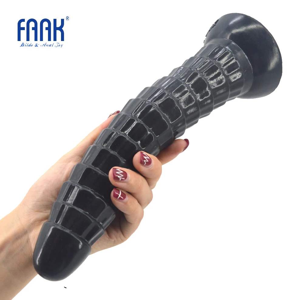 FAAK Long silicone anal plug 2020 new golden ribbed dildo with suction cup sex toys for women male masturbator erotic sex shop 2
