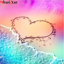 Чжуи звезда полный квадратный алмаз 5D DIY Алмазная картина фото на заказ "Любовь пляж" вышивка крестиком Мозаика домашний декор