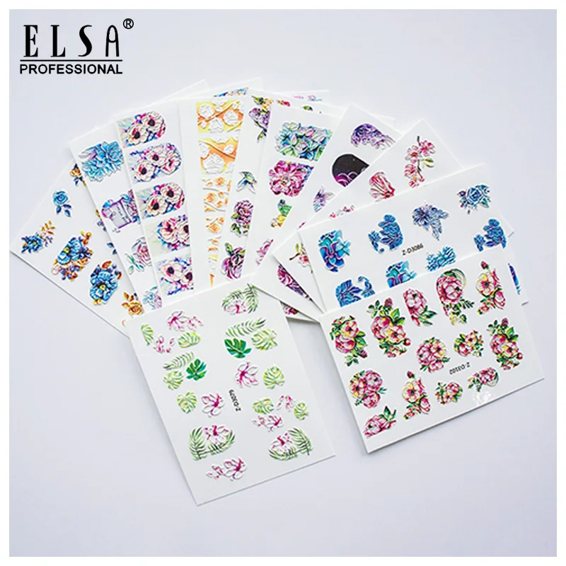 Наклейка для ногтей ELSA в новом стиле летний цветной дизайн Переводные картинки с