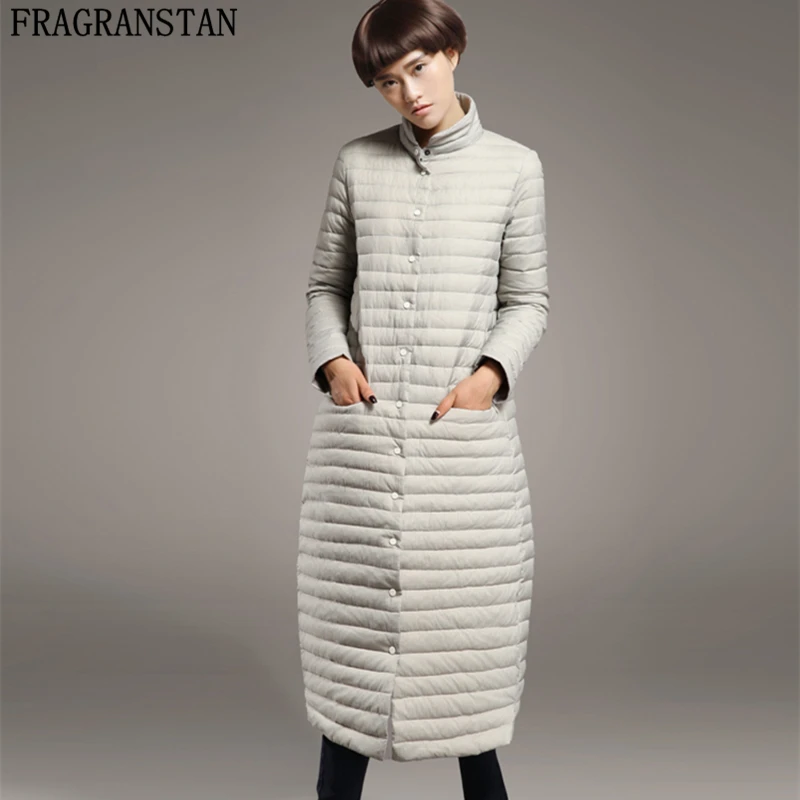 

2019 Ultra Light Winter Women 90% White Duck Down Jacket Female Plus Size Stand Collar Warm Long Coat Casual Slim Outerwear Y509