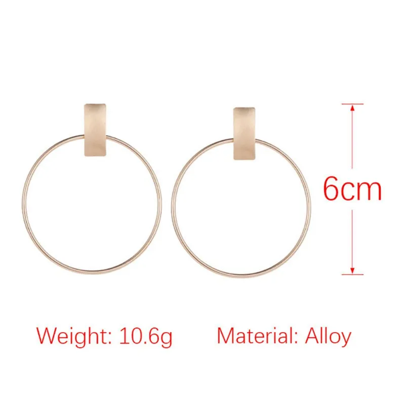 Woman New Gold Silver Ring Earrings Round Ring Earrings Exaggerated Versatile Hollow Ring Business Female Earrings