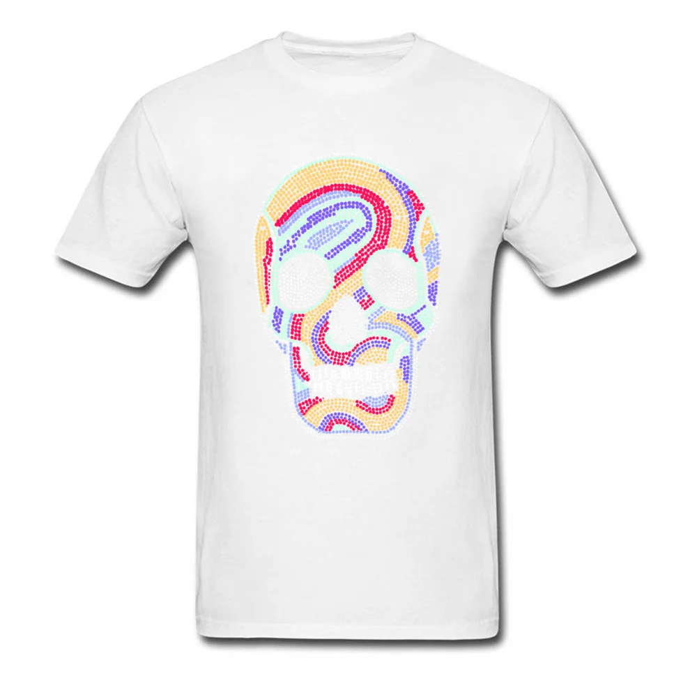 Casual Short Sleeve Tops Shirts Summer Autumn Crewneck Cotton Men's Tshirts psychedelic skull Casual T-Shirt 2018 New Fashion psychedelic skull white