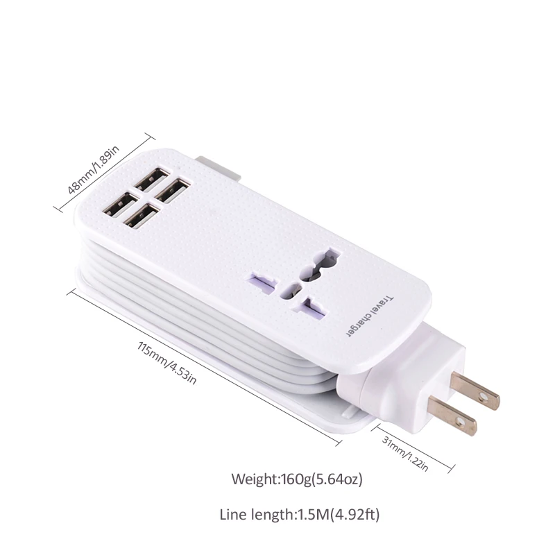 Зарядное устройство INGMAYA USB 4 порта 2 А 1 розетка переменного тока для iPhone 5S 6 6S Se 7 Plus