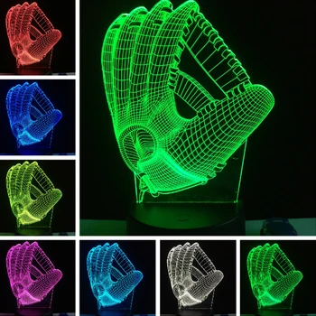 

3D Baseball Glove Mitt Nightlight 7 Color Change LED Desk Table Lamp Mood Kid Sleep Bedroom Decor Light Child Toy Christmas Gift