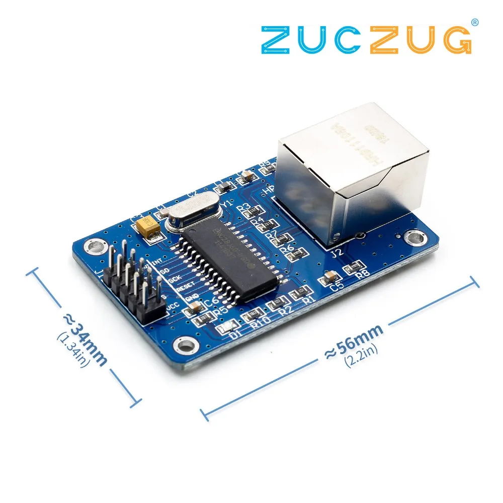 

ENC28J60 LAN Ethernet Network Board Module 25MHZ Crystal AVR 51 LPC STM32 3.3V
