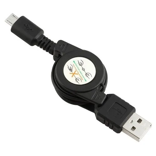 

New Micro USB A to USB 2.0 B Retractable Cable Black