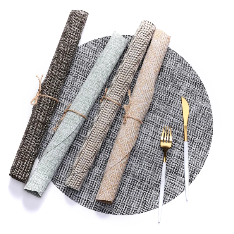 

Fashion 35cm Round Plastic Placemat For Tableware Dining Pad Bowl Pads PVC Slip-Resistant Heat Insulation Table Mat