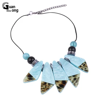 

GuanLong Geometric Irregular Chunky Resin Necklaces & Pendants For Women 2018 New Year Gift Jewellery
