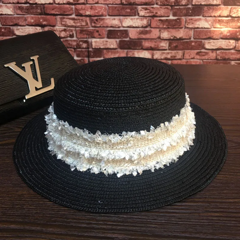 New straw flat straw hat around the coast of England sun hat fashion