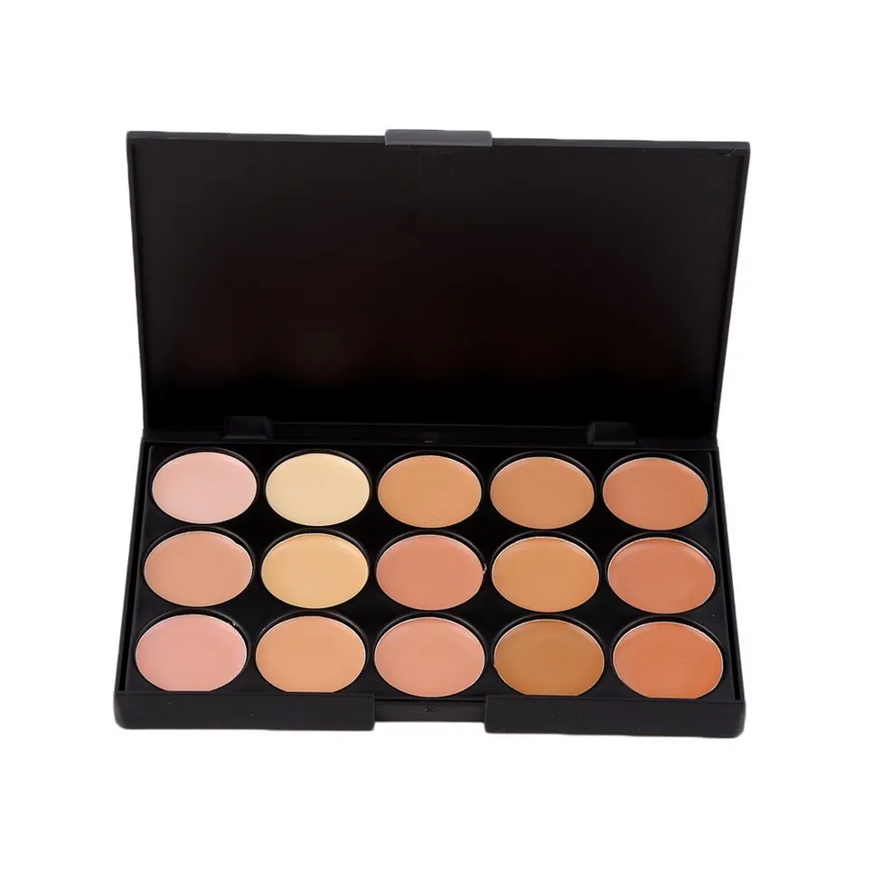 

5Pcs Professional Makeup tool set 15 Color Face Concealer Eyeshadow Palette + Wood Handle Brush kit Make up Set