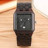 Retro Wood Watches for Men Unique Rectangle Dial Light Clock Man Full Natural Woody Bracelet Calendar Date Quartz Wrist Watches ► Photo 2/6