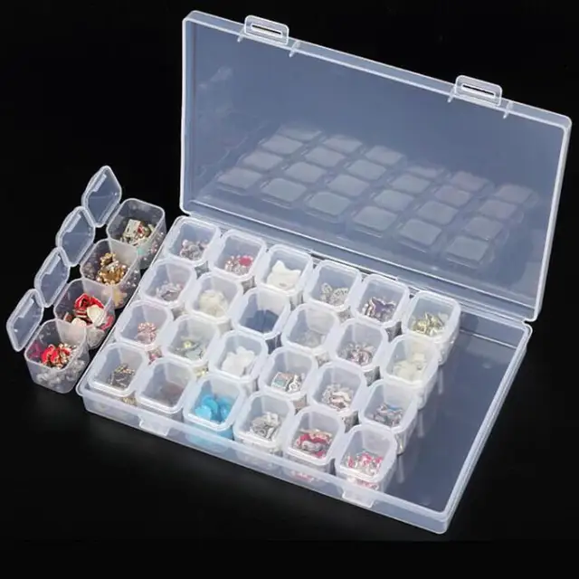 Plastica 28 Slot Separato di Immagazzinaggio Chiodo Strumenti di Arte Perline Gi Plastica 28 Slot Separato di Immagazzinaggio Chiodo Strumenti di Arte Perline Gi