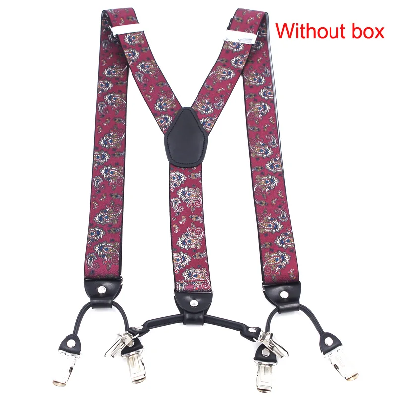 Fashion Suspenders Black leather 6 Clips Braces Vintage Casual Suspensorio Tirante Trousers Strap bretele Father/Husband's Gift