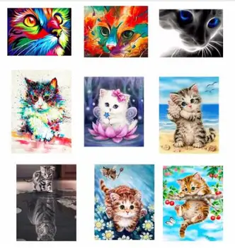 

Intertoys Pattern square Diamond Embroidery DIY Needlework cute cat Diamond Painting pakket 3D 5D Rhinestones Decor Paintings