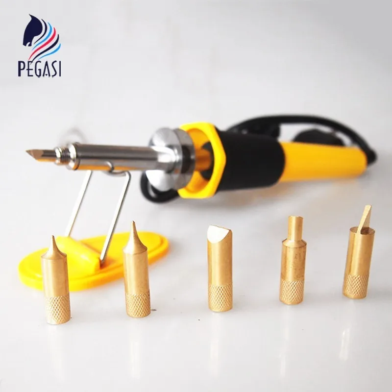 

PEGASI 110V 220V Pyrography Tool 5 Soldering Iron Tips Wood Hot Burning Pen Soldering Iron Station Carving Set