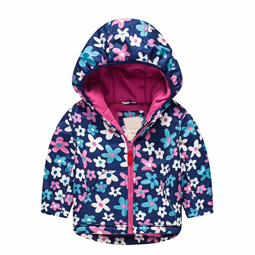 

New winter boy girl baby model cotton coat thick wind and rain jacket jacket Cartoon prints  children warm cotton jacket clothes