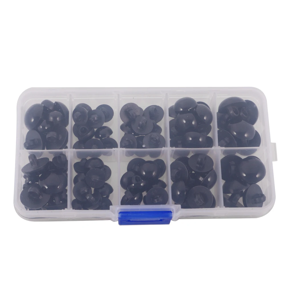 100 Pieces Plastic Black Half Ball Mushroom Shank Buttons Sewing Buttons DIY Bear Animal Toys Eyes Kids Craft