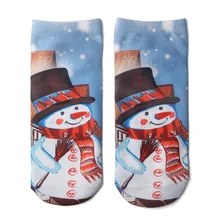 Женские 3D рождественские носки унисекс мультфильм лося носки со снеговиком женские короткие лодыжки рождественские Лыжные носки