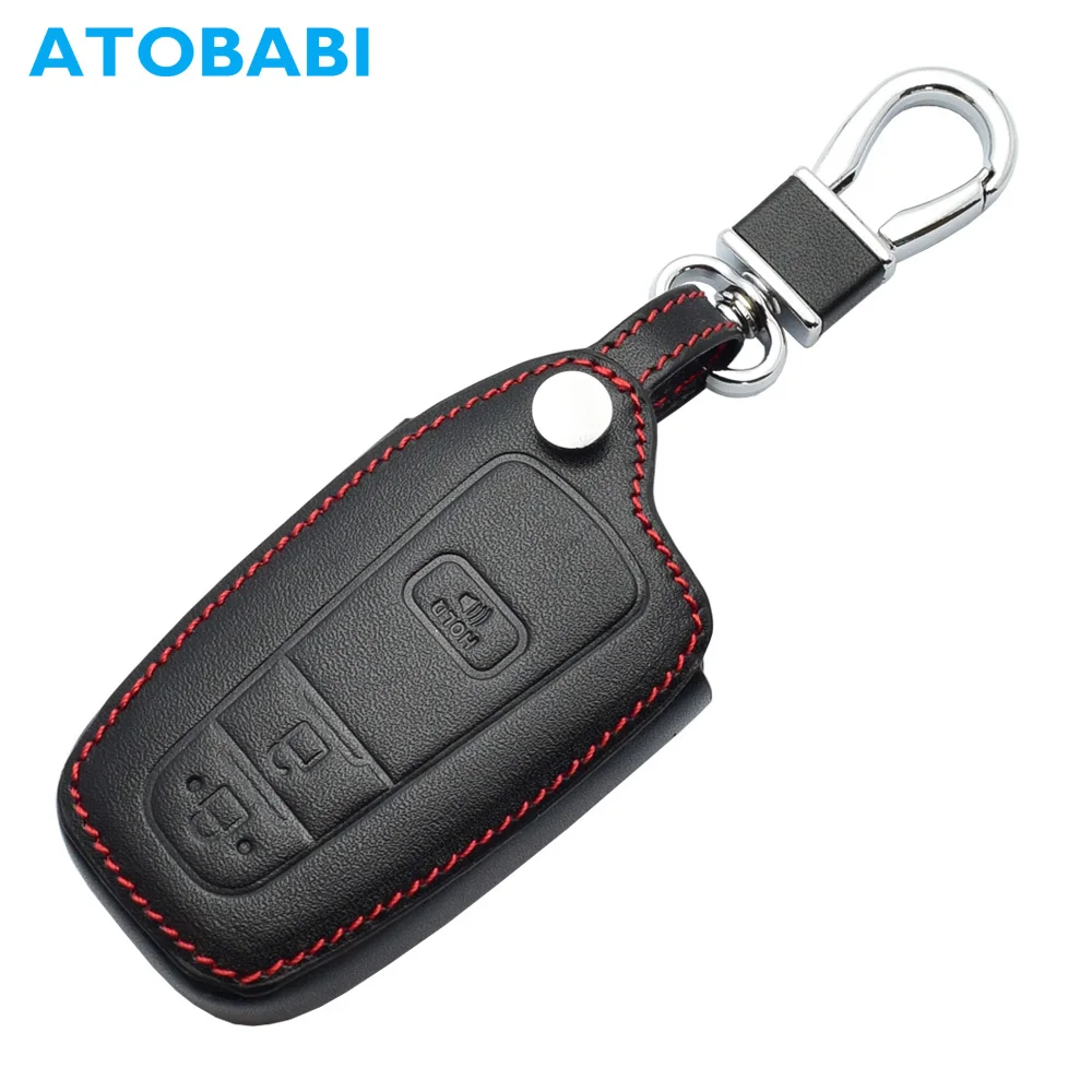 

3 Button Leather Car Key Case Smart Keyless Remote Fob Cover Bag For Toyota CHR C-HR Camry Prius 2016 2017 2018 Auto Accessories