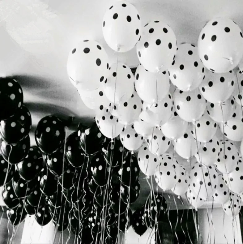 

100pcs Mix 2.8g 12inch Black White Polka Dot Latex Balloons Air Helium Spot Wedding Bridal Baby Birthday Party Decoration Balls