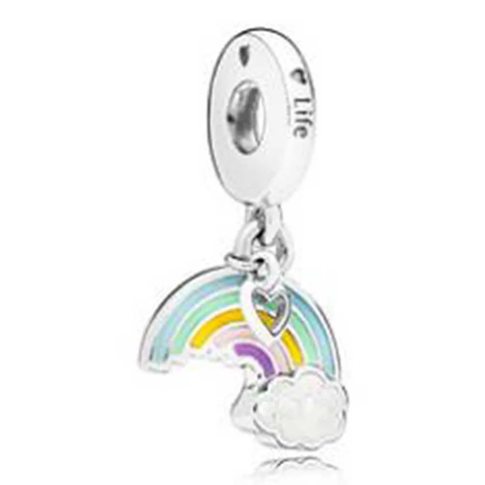 

100% 925 Sterling Silver Charms Rose Charms Rainbow Of Love Hanging Charms Fit Original Bracelet Diy Jewelry