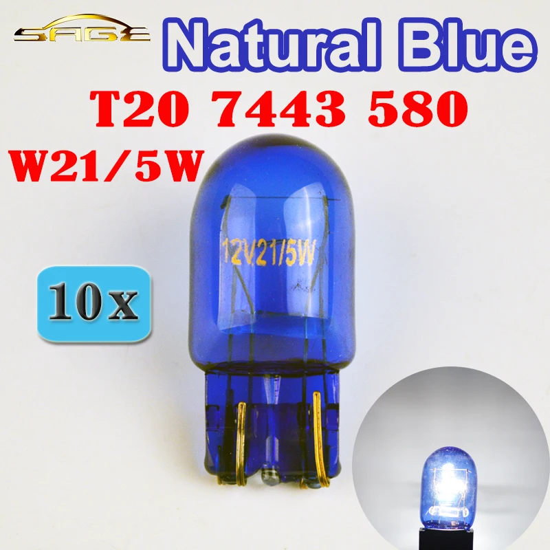 Flytop 580 7443 W21/5W T20 натуральное голубое стекло 12 в 21/5 Вт W3x16q с двойной нитью накала