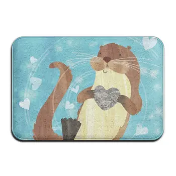 

DIYABCD Otter Holding Heart Doormats Anti-slip House Garden Gate Carpet Door Mat Floor Pads