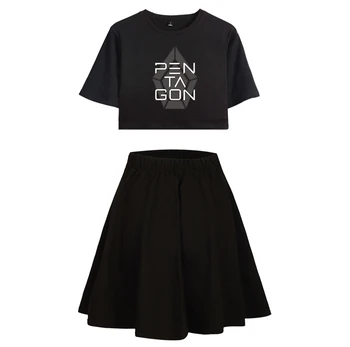 

Pentagon 2D New Clothes print Summer pop Women casual Two Pieces Sets Sexy Short Skirt And T-shirts Clothes 2019 Hot Sale Kpops