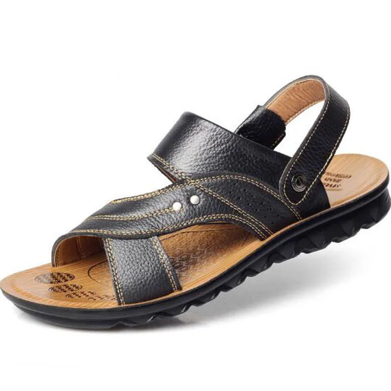 2019 Men's Beach Shoes Casual Sandals High Quality Genuine Leather Non-slip Men's Slippers Sandals Holiday Leisure Men's Shoes 2019 Men's Beach Shoes Casual Sandals High Quality Genuine Leather Non-slip Men's Slippers Sandals Holiday Leisure Men's Shoes