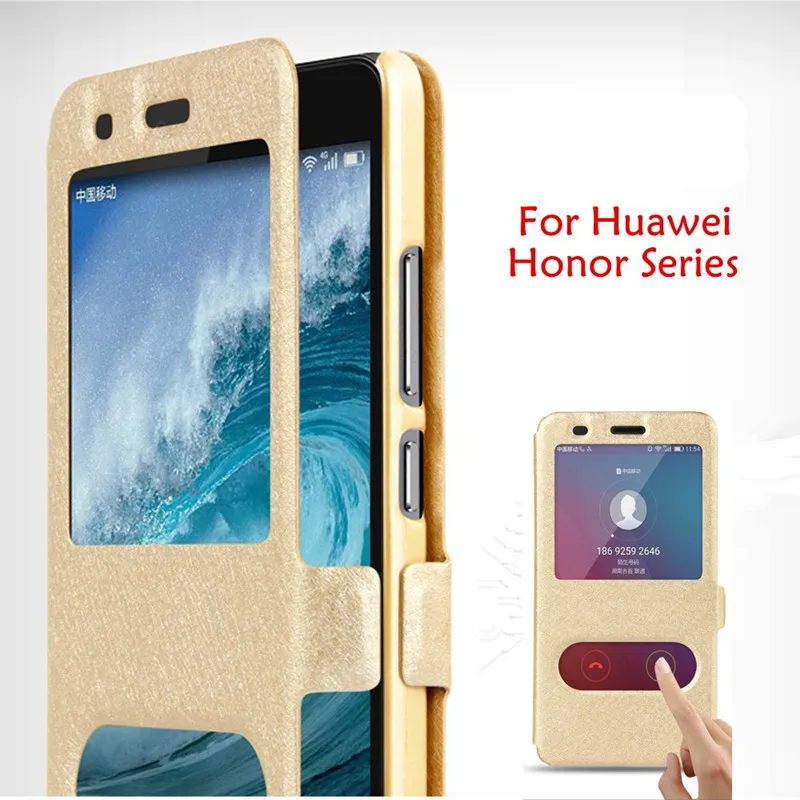 Кожаный чехол-книжка для Huawei Honor 7C 7X 7A Pro 5C V10 с окошком и откидной крышкой 7 A 6C 6A 6X 8 9