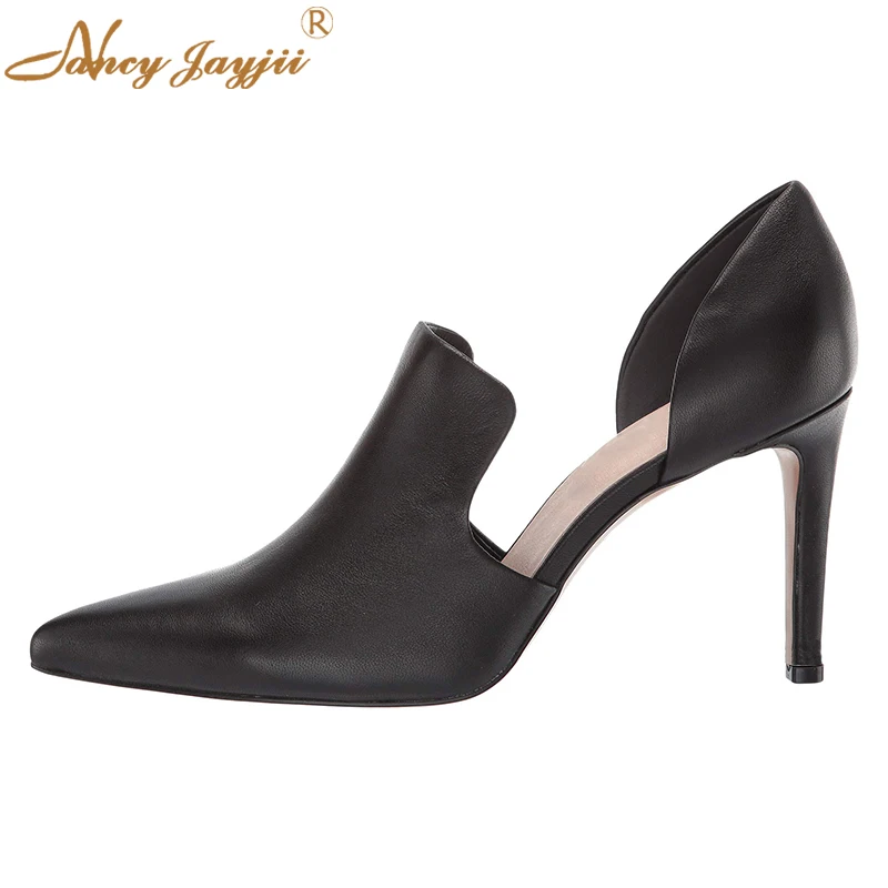 

Black Two-pieces Stilettos 3-4 Inch Thin High Heels Pumps Slip On Pointed Toe Concise Spring Summer Women Shoes 2019 NANCYJAYJII