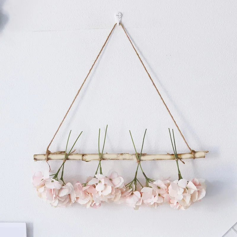 Artificial flower Natural wooden stick hemp rope Wall decoration Fake flower wreath Home wall hanging bouquet flower decoration - Цвет: Z