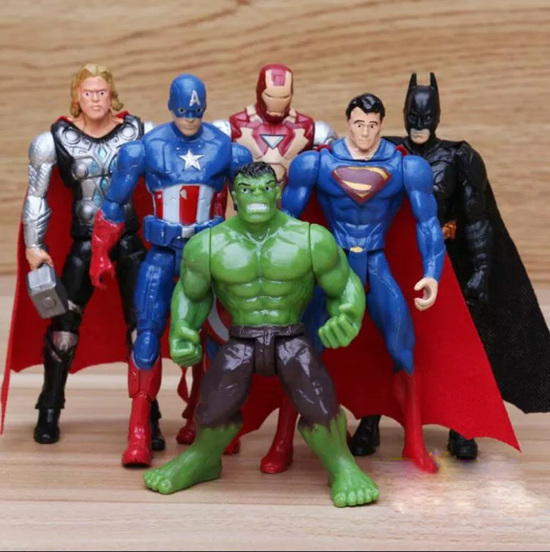 Super Hero Avengers Batman Superman Thor Hulk captain America Thing Loki Figures 