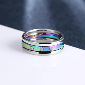 

CACANA Stainless Steel Rings For Women Three Circles Three Zircon Engagement Fashion Jewelry Rings For Male Party