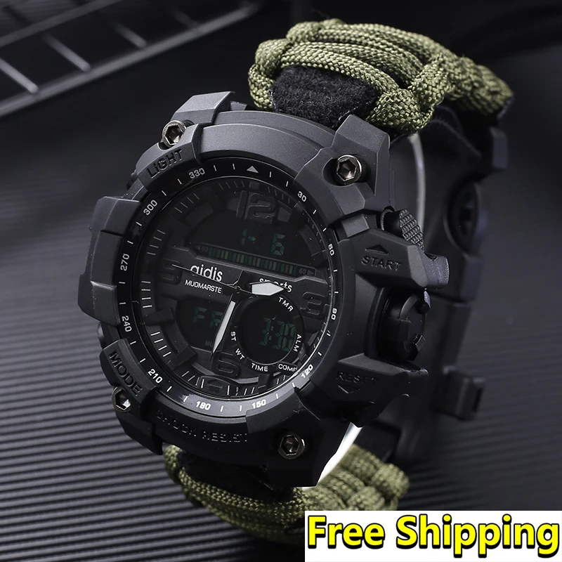 

Sport Watches Men 2019 Big Dial Military Compass Digital Watch Men Waterproof Outdoor Camping Wristwatch Sport Watch Men 2018