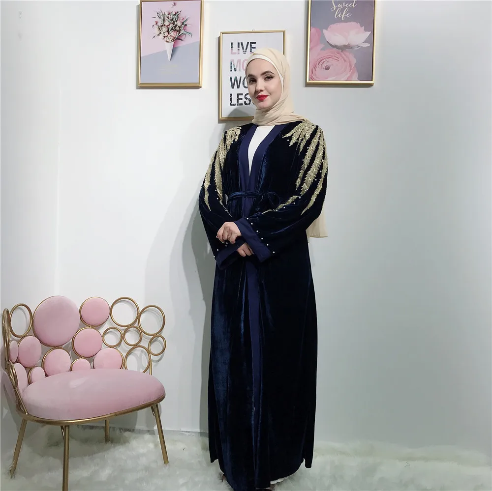 Бархатный кафтан абайя кимоно кардиган мусульманское платье хиджаб абайя s женское платье из Дубая Рамадан Caftan Elbise молитва Исламская одежда
