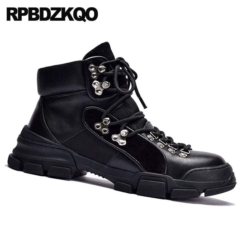 Otoño Cuero Militares Pie Mujeres Dedo gris Combate Zapatos Negro Del Encaje Botas Corto 2018 Genuino Tobillo Casual De Negro Frente Redondo F5SaE