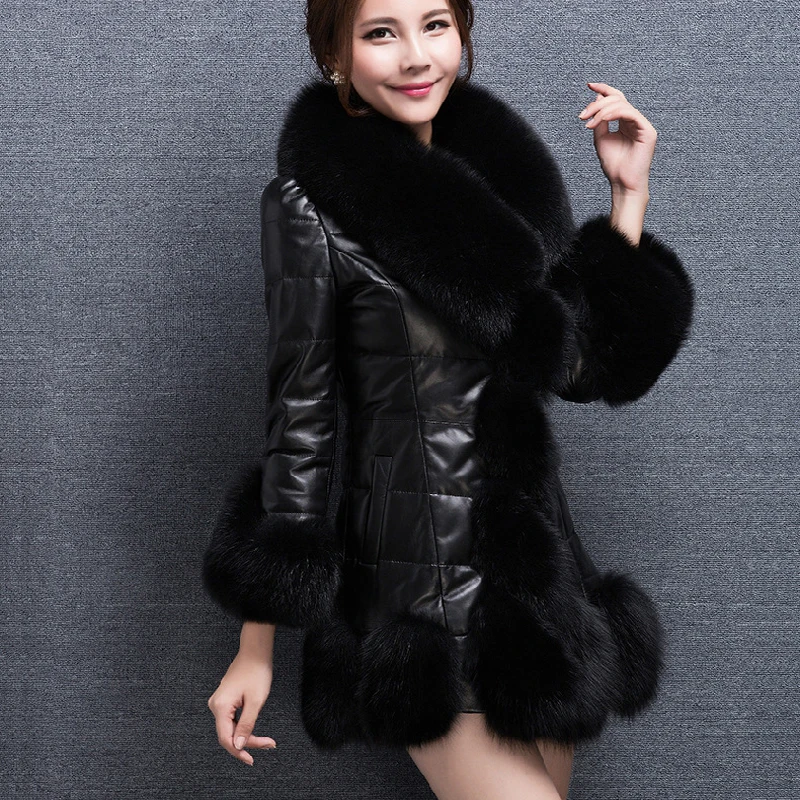 Unkrian women's leather jacket with fur blouson cuir femme Luxury women  faux fur coat black long winter warm overcoat 3xl 4xl|women leather jacket|leather  jacket with furleather jacket - AliExpress