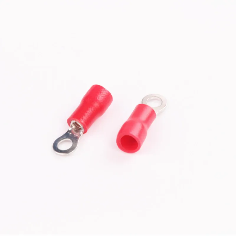 22 18 Ga AWG 40pcs Red Electrical Power Wire Ring Eye Connectors RV1.25 3mm Car Cold pressed