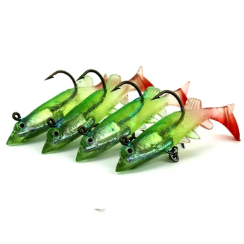 

One Piece Hot Sale Shark Hooks Fishing Lures Soft Lure 10cm 20g New plastic 3D Eyes Two Hooks Fresh water Ocean fishing