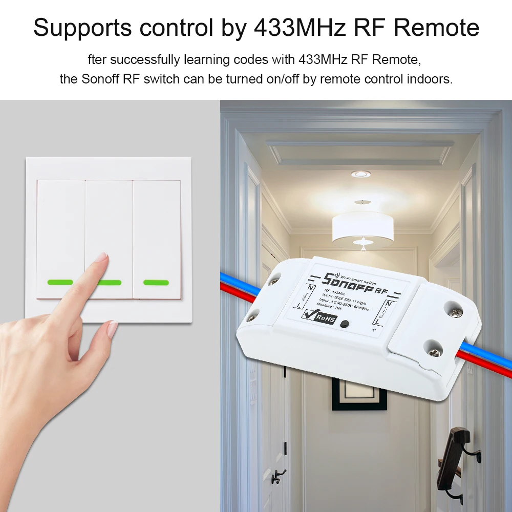 3 шт SONOFF RF Wifi переключатель 433 МГц для Alexa/Google Home Беспроводной переключатель с функцией синхронизации для Android/IOS APP 3 банды 86 Тип