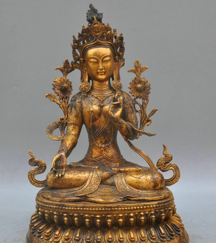 

xd 002293 17' Tibetan Buddhism Bronze White Tara Buddha Sculpture Statue