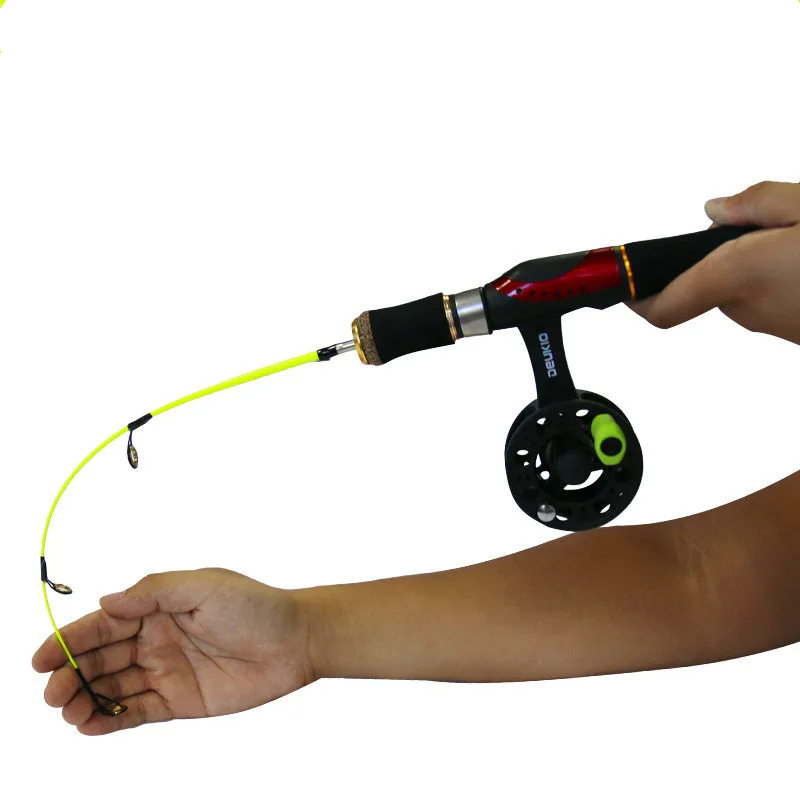 

Portable Ice Fishing Combo Light Hard High Seat Ice Fishing Wheel 55/65cm Winter Fishing Pole Short Section Angling Tackle Gear