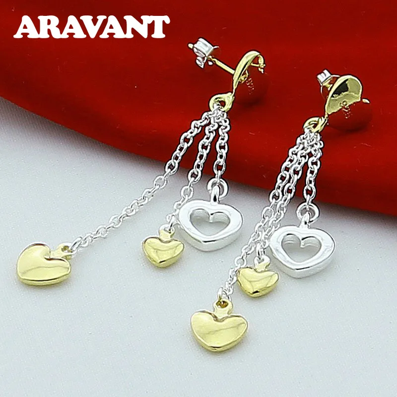 

New Arrival 925 Silver Jewelry Color Heart Earrings For Women Fashion Jewelry
