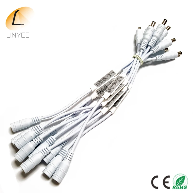 

100pcs 3Keys Mini Led Dimmer Controller DC12-24V For 5050/3528 Single Color LED Strip 6A 72W with male female DC Connector