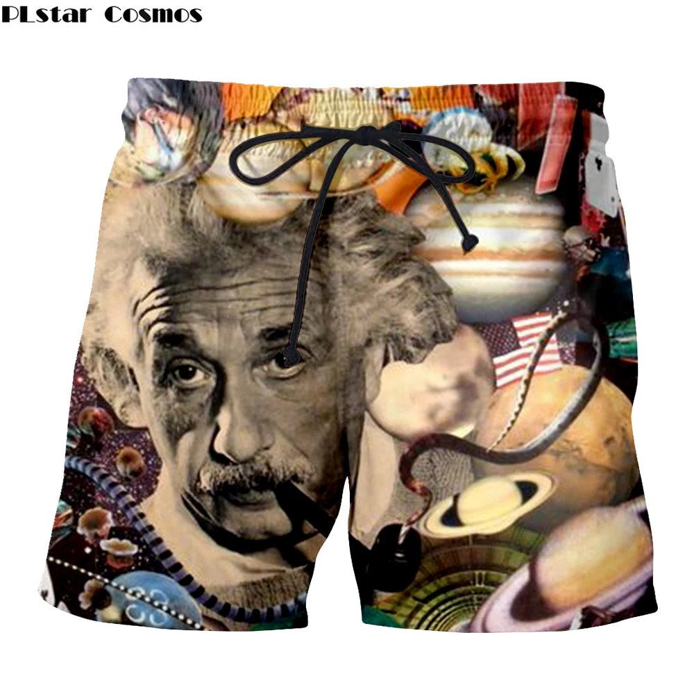 

2019 New Einstein Men funny Board Shorts Viking Tattoo 3D Print Summer Casual Jogger Casual Quick-Drying Beach Knee Length Pants