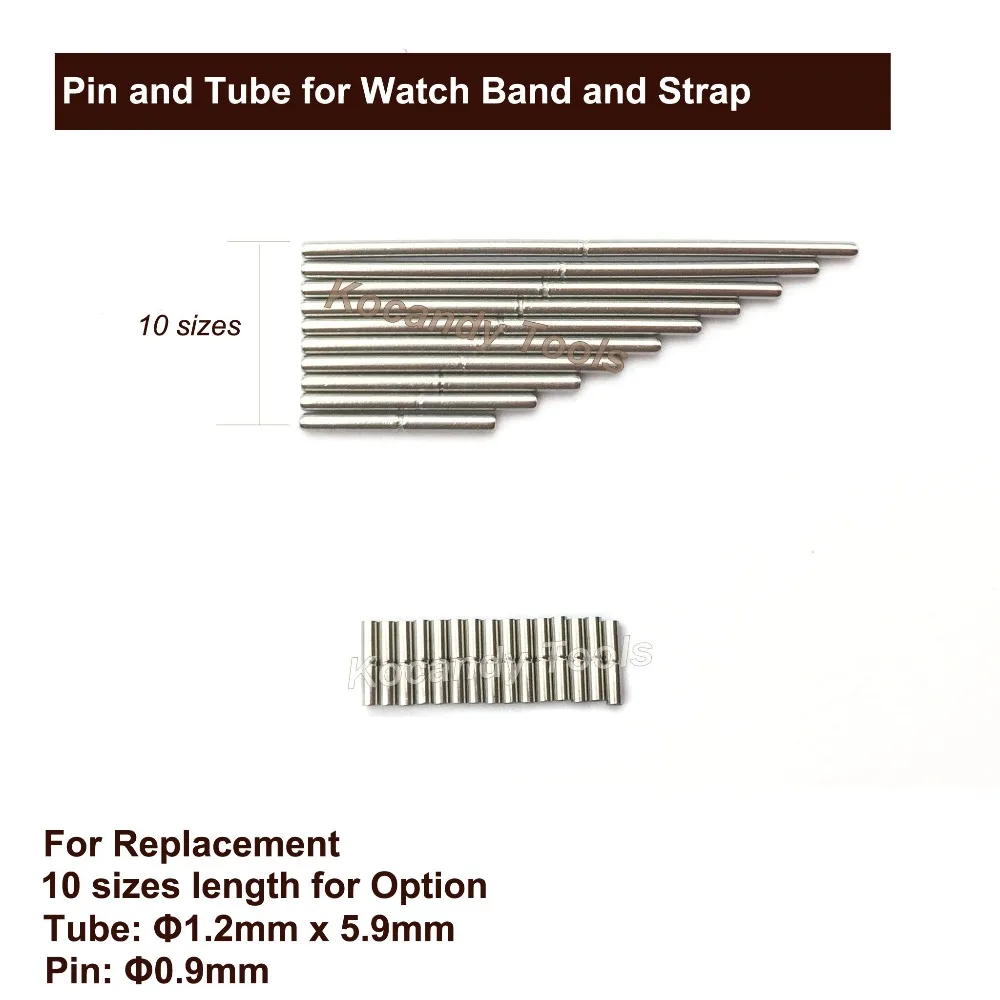 Штифт и трубка из нержавеющей стали для ремешка и ремешка для ремонта часов с трубкой 1,2 мм x 5,9 мм и штифтом 10-28 мм