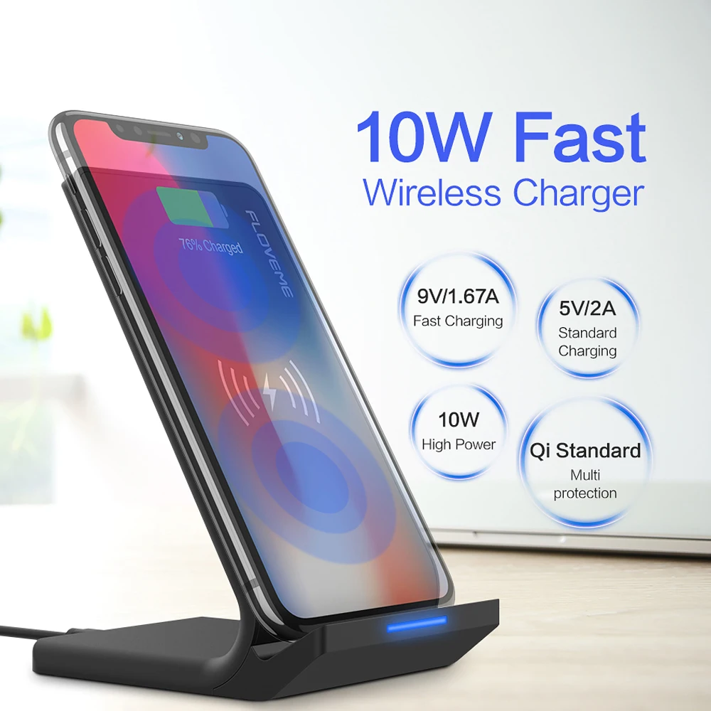 FLOVEME Qi Wireless Charger For iPhone X 8 Plus 10 For Samsung Galaxy S8 Note 8 S6 S7 Edge Wireless Charging Dock USB Charger   